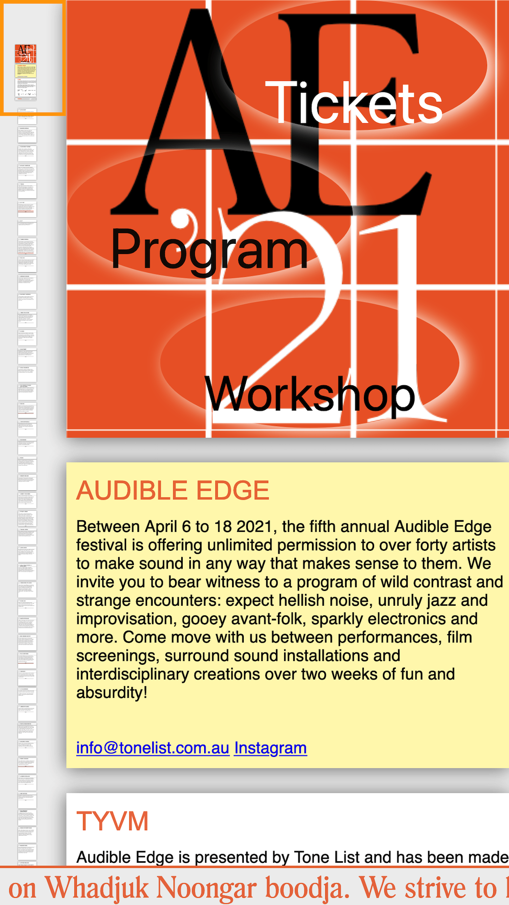 Audible Edge Festival 2021 Website